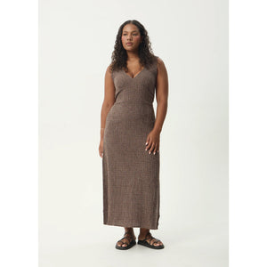 Afends Hometown Seersucker Maxi Dress in Coffee | Shop Afends with Pavement online and recieved free Aotearoa NZ shipping on orders over $100*!