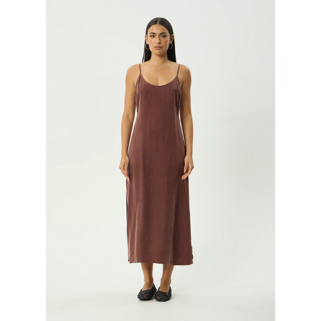 Afends Valley Cupro Midi Dress in Hazelnut | Shop Afends with Pavement online and recieved free Aotearoa NZ shipping on orders over $100*!