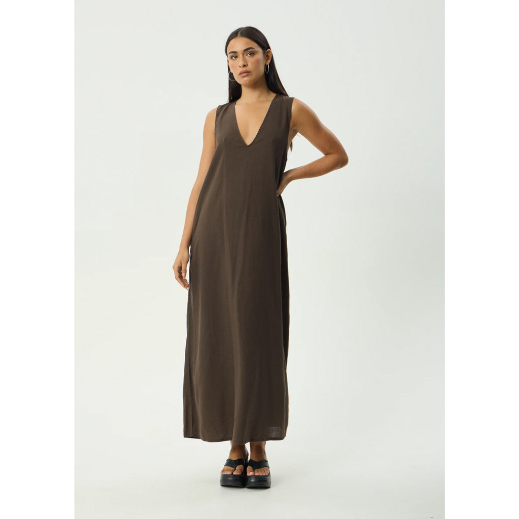 Afends Lilo Maxi Dress in Coffee | Shop Afends online with Pavement and enjoy free Aotearoa NZ shipping on your order over $100*
