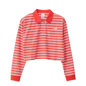 X-Girl Candy Stripe Cropped LS Rugby - Tomato. Shop X-Girl and XLarge online with Dunedin's independent skate store, PAVEMENT. Free shipping across Aotearoa NZ - Same day Ōtepoti / Dunedin delivery - Easy, no fuss returns. 