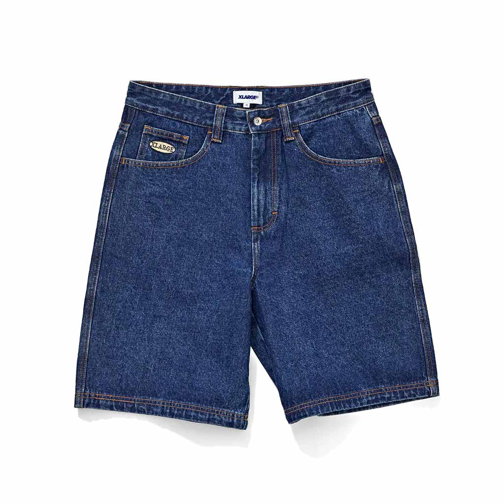 XLarge Bull Denim 91 Short - Blue Denim. The Bull Denim 91 Shorts are loose fitting shorts with a fixed waist with belt loops. Made from 100% cotton bull denim and have a 5 pocket construction. Shop the iconic XLarge 91 collection of denim, tees, hoods and shirts. Free NZ shipping over $100. Pavement, Dunedin Skate.