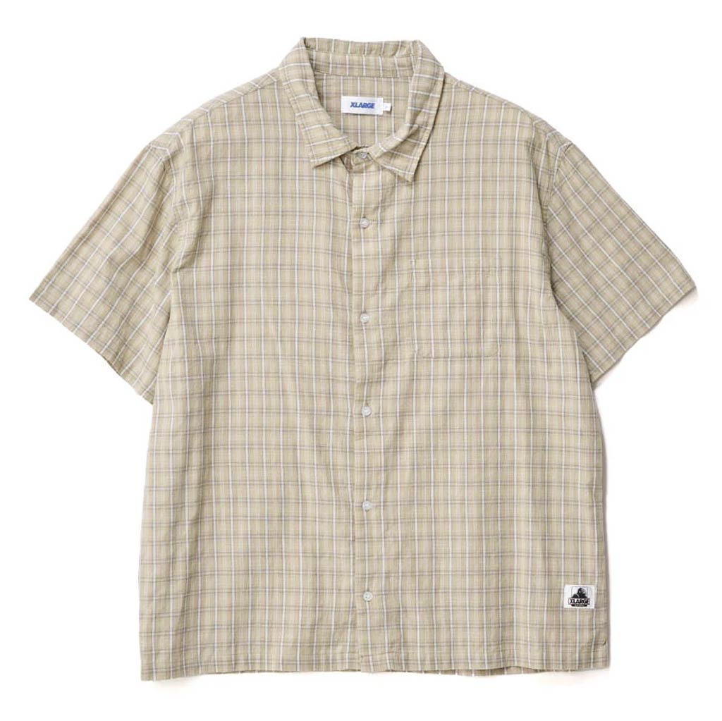 XLarge Switch Check SS Shirt - Tan. Oversized box-fit traditional short sleeve shirt. Woven label on on side seam. Button up front. Soft washed finish. Branded buttons. Straight hem. Lightweight cotton yarn dyed check. Shop Xlarge online with Dunedin's independent skate store, Pavement. Free NZ shipping over $150.