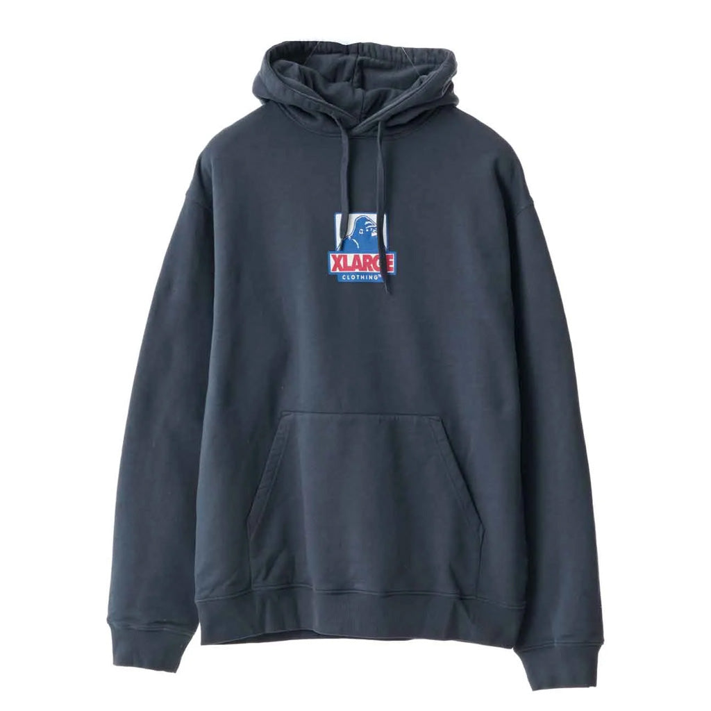 XLarge 91 OG Hoody  - Pigment Steel. Twin needle seam construction. Crossover drawcord hood- Kangaroo pocket- 1x1 rib at cuffs and hem. Screenprinted artwork. Relaxed fit. Unisex- 430gsm Brushed Cotton. Shop Xlarge clothing online with Pavement skate store. Free NZ shipping over $150 - Easy returns.