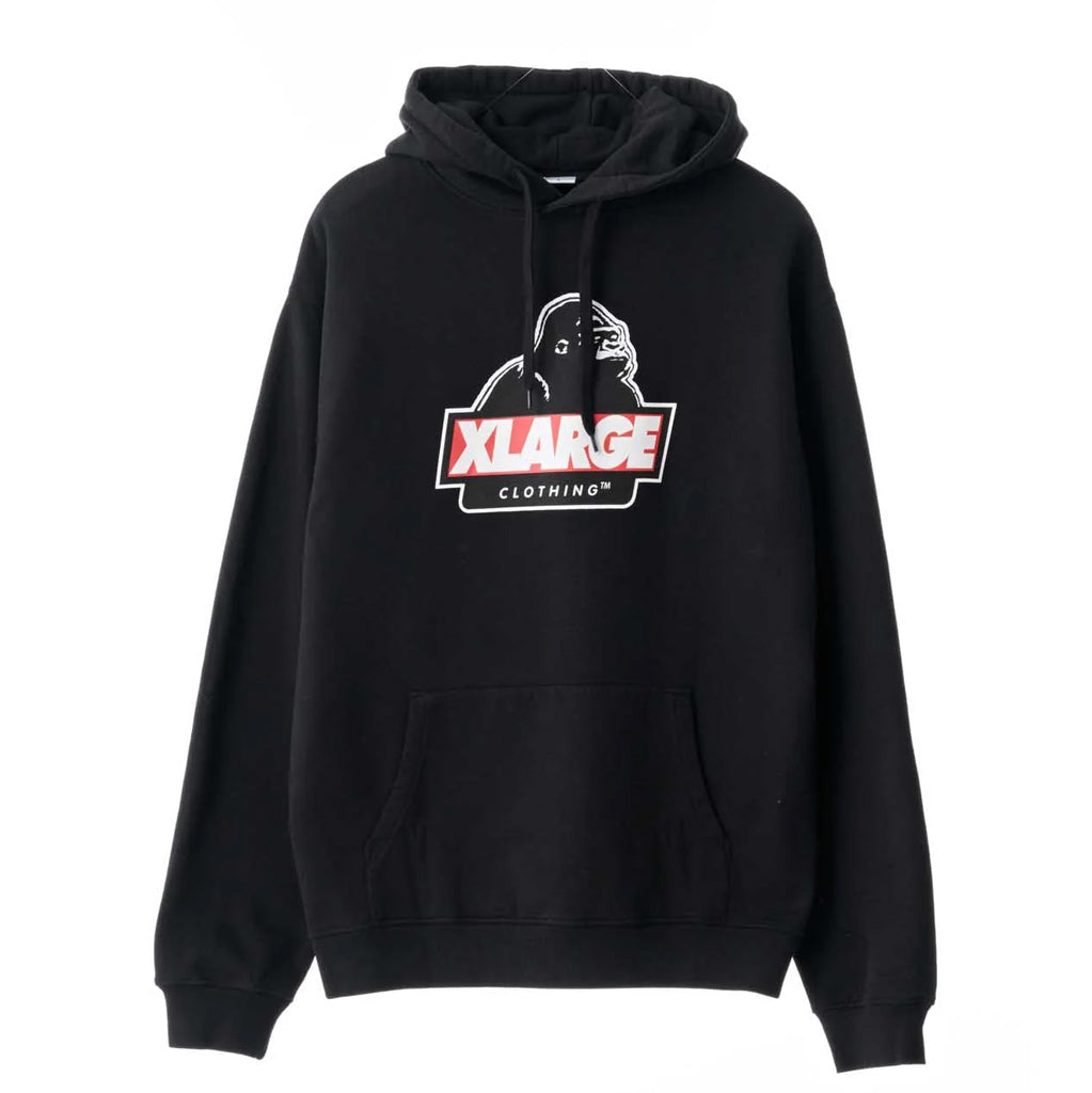 XLarge Slanted Hoody - Pigment Black. Twin needle seam construction. Crossover drawcord hood. Kangaroo pocket. 1x1 rib at cuffs and hem. Screen printed artwork. Relaxed fit. Unisex. 430gsm Brushed Cotton. Shop XLarge online with Pavement skate store. Free NZ shipping over $150 - Easy returns.