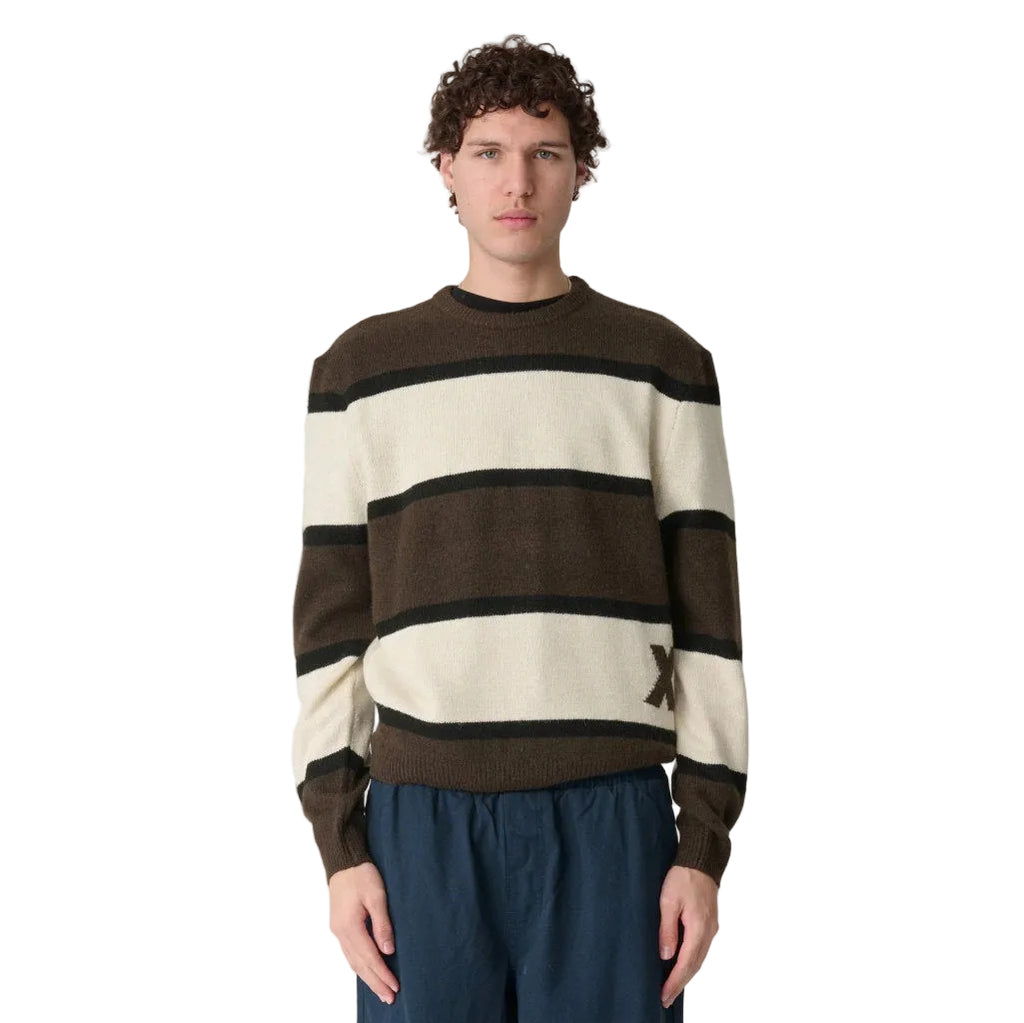 Xlarge Italic Stripe Knit Sweater in Brown | Shop XLarge online with Pavement with free Aotearoa NZ shipping on orders over $100*!