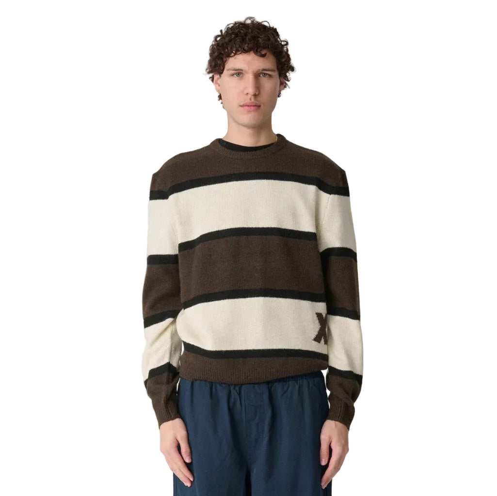 Xlarge Italic Stripe Knit Sweater in Brown | Shop XLarge online with Pavement with free Aotearoa NZ shipping on orders over $100*!