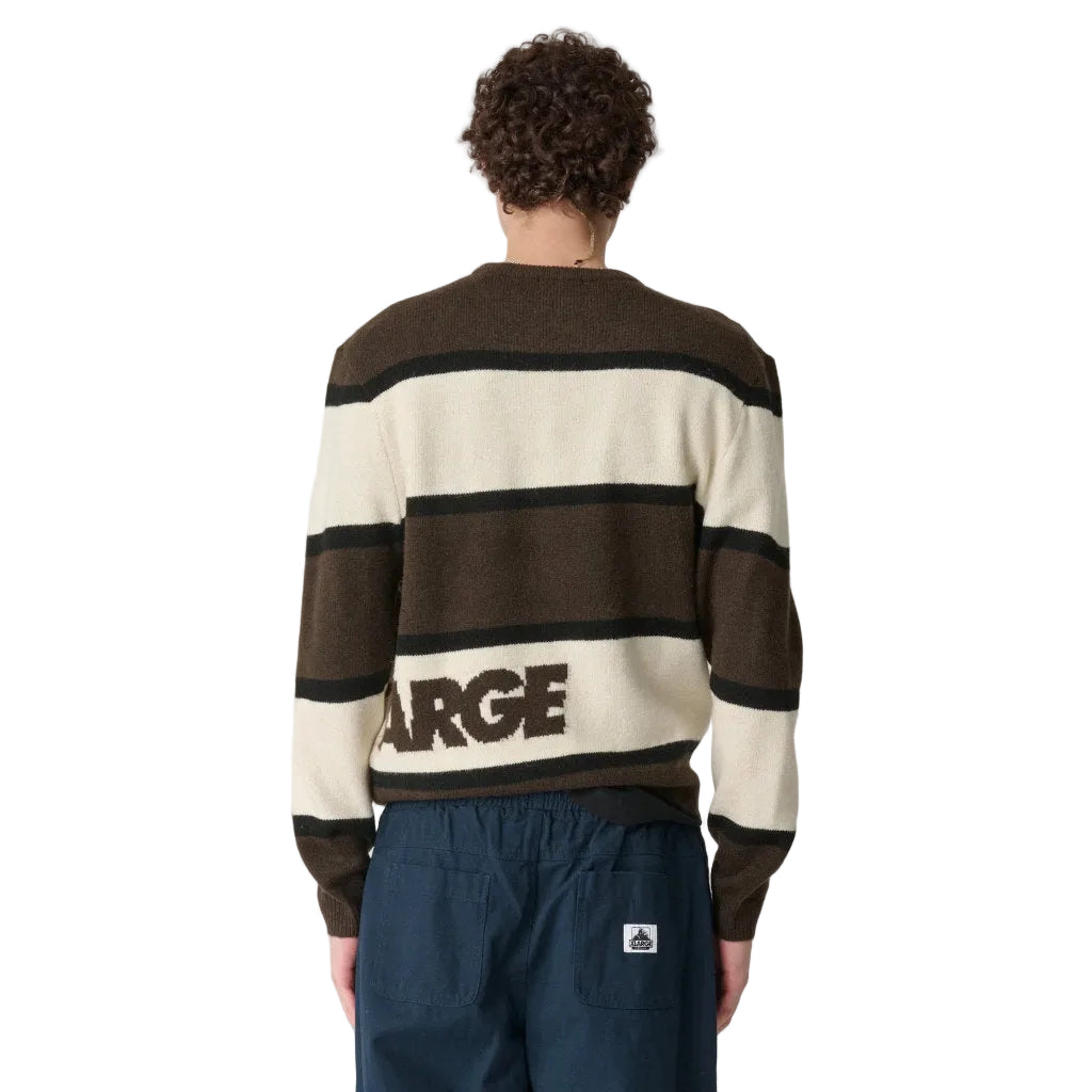 Xlarge Italic Stripe Knit Sweater in Brown | Shop XLarge online with Pavement with free Aotearoa NZ shipping on orders over $100*!