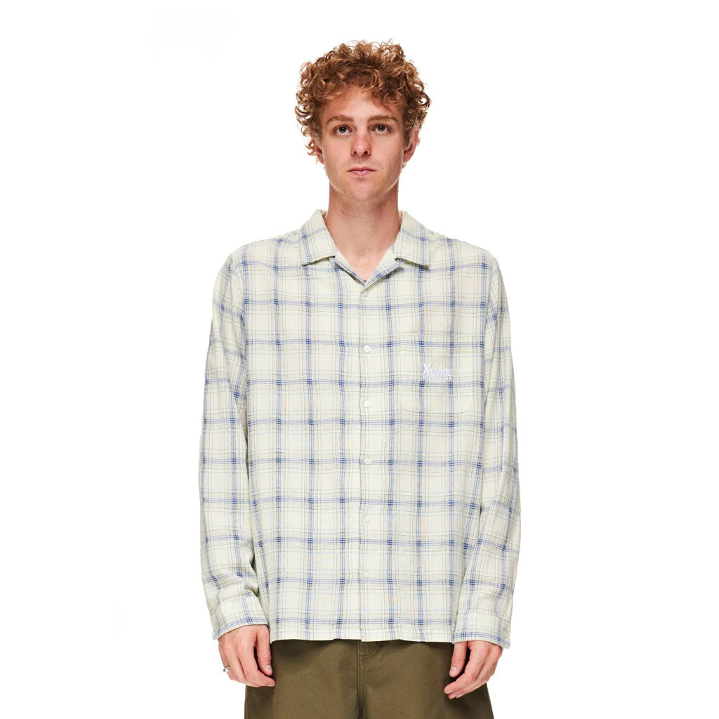 XLarge Bivouac LS Shirt - Bone. Oversized box-fit traditional long sleeve shirt. Left chest pocket with tonal embroidery at centre. Woven flag label at the left seam. Shop premium men's shirts from XLarge, Dickies, Carhartt WIP, Former, Brixton and more. Free, fast NZ shipping over $100. Pavement Skate Dunedin.