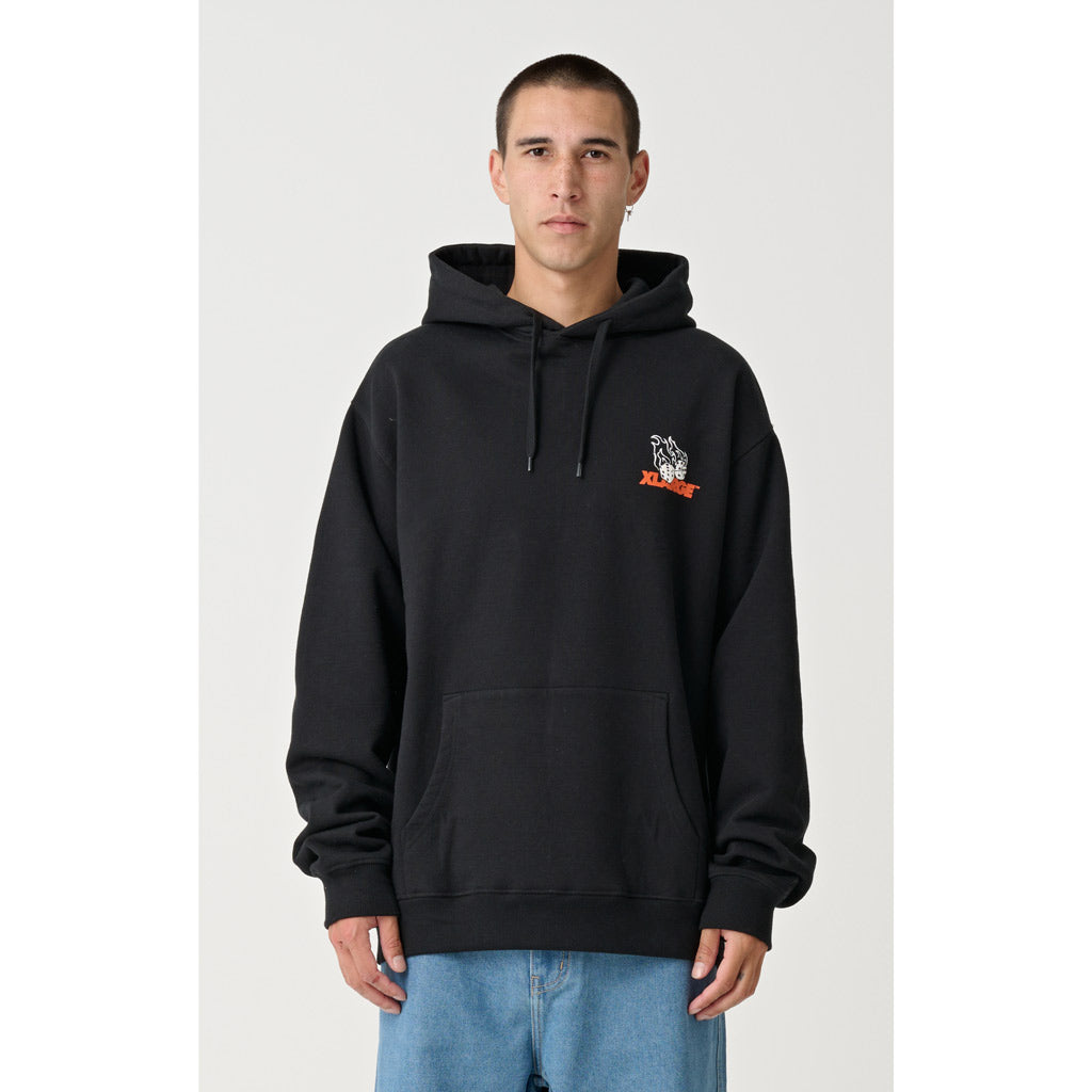 XLARGE FIRE DICE HOODY - SOLID BLACK