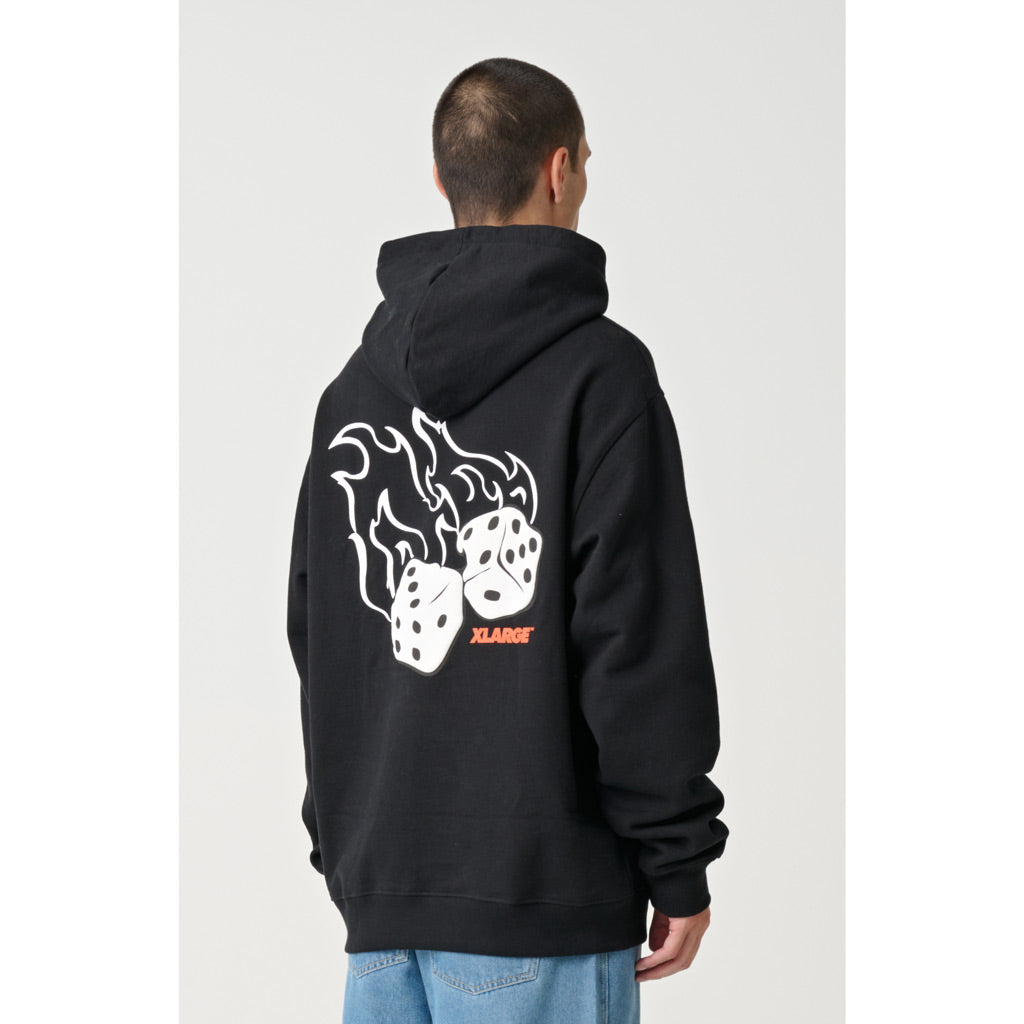 XLARGE FIRE DICE HOODY - SOLID BLACK