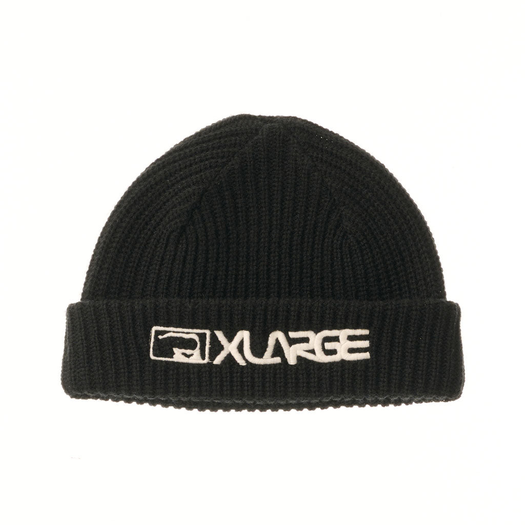 Xlarge Two Thousand Low Beanie - Black. Thick knit. Embroidered artwork on cuff. One size. Unisex. 100% Acrylic.