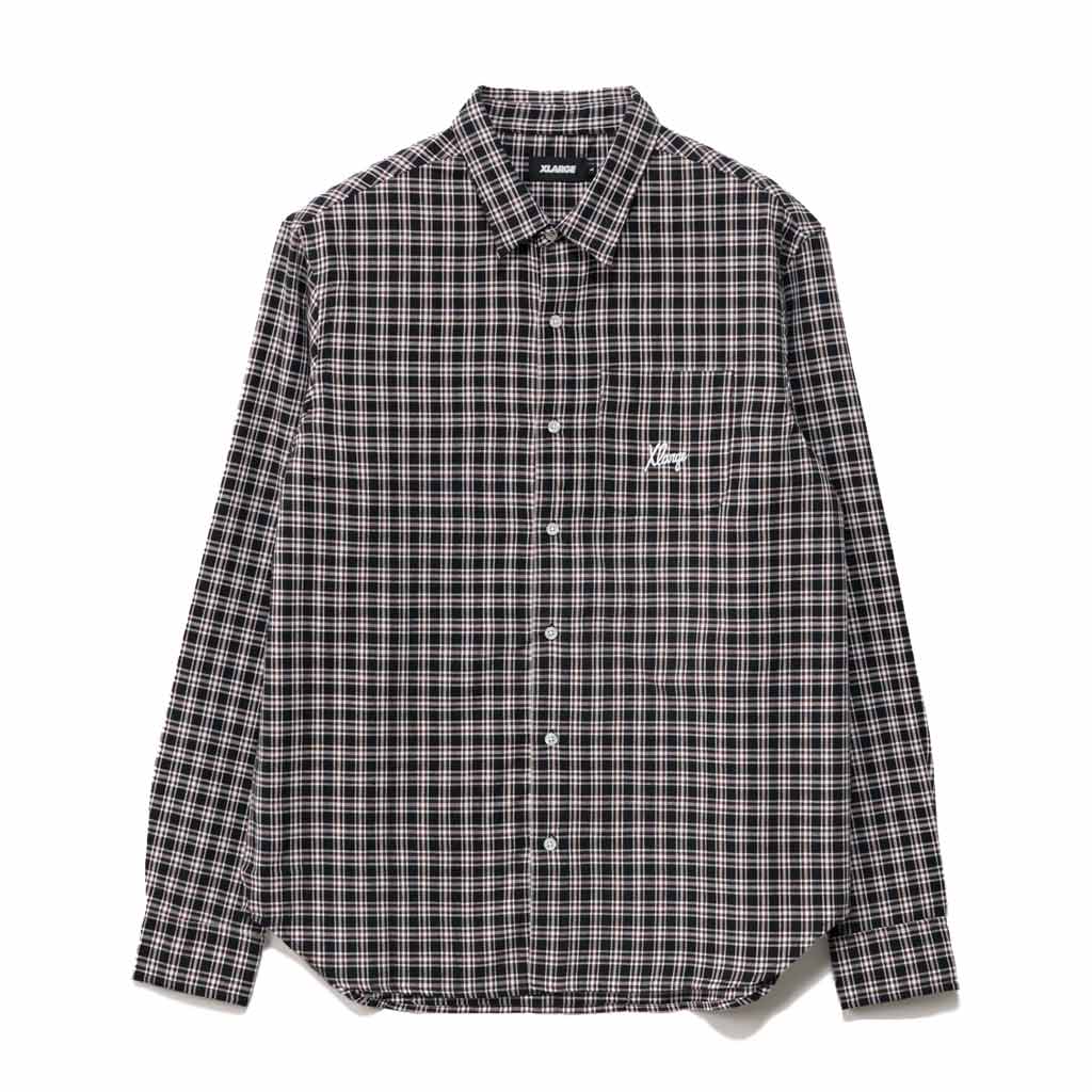 XLarge Script Check Shirt - Black | Free Aotearoa NZ shipping over $100* when you order XLarge online with Pavement Skate Store!