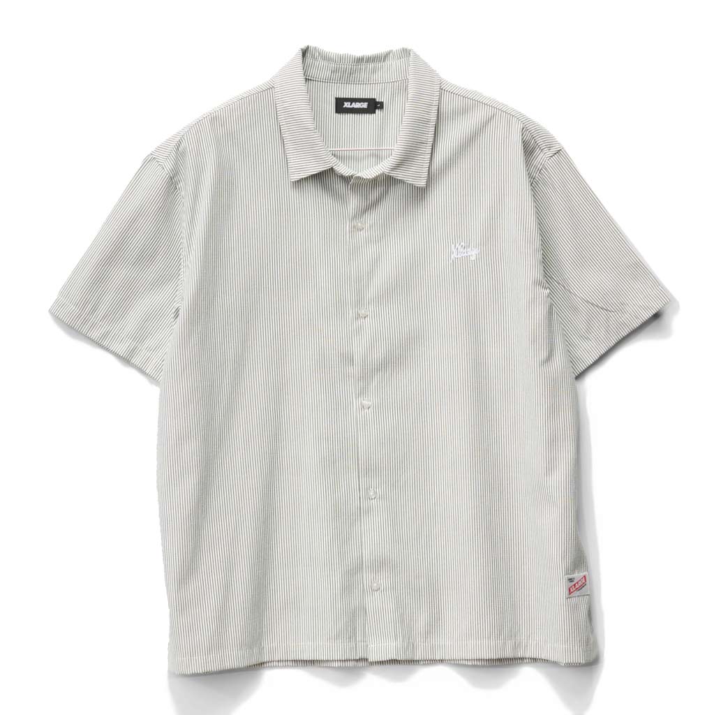 Xlarge Oxford Script SS Shirt in Black/White Stripe | Shop Xlarge clothing online with Pavement Skate Store with free Aotearoa NZ shipping on orders over $100*