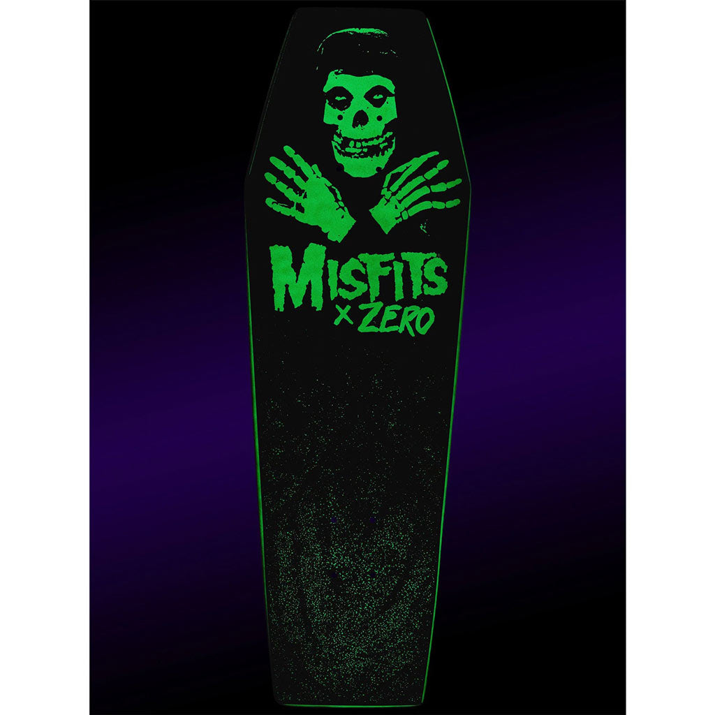 Zero X Misfits Fiend Coffin - Glow In The Dark Skateboard Deck 9.5" | Free Aoteroa shipping on skateboard orders over $100* when you shop online with Pavement.