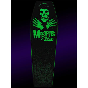 Zero X Misfits Fiend Coffin - Glow In The Dark Skateboard Deck 9.5" | Free Aoteroa shipping on skateboard orders over $100* when you shop online with Pavement.