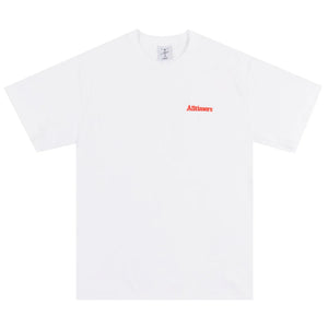 Alltimers Tiny Broadway Tee - White. 100% cotton. Embroidered logo on chest. Shop Alltimers skateboards, apparel and accessories with Pavement skate store online. Free, fast NZ shipping over $150. No fuss returns.
