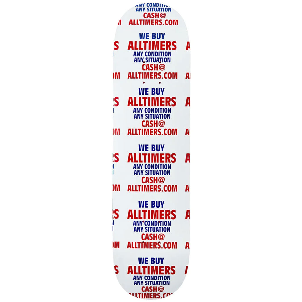 Alltimers White Atlantic Ave Deck  - 8.3" x 32"- WB 14.375". Fast, free NZ shipping. Shop Alltimers skateboard decks and apparel with Pavement Dunedin's independent skate store since 2009.