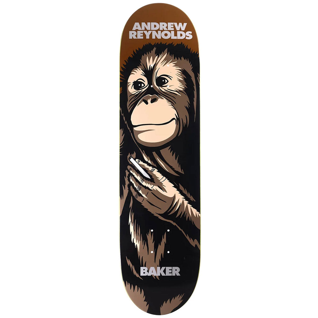 Shop Baker Andrew Reynolds Smoking Monkey Reissue Skateboard Deck 8.25" with Pavement Skate Store and receive free Aotearoa shipping when you order online!