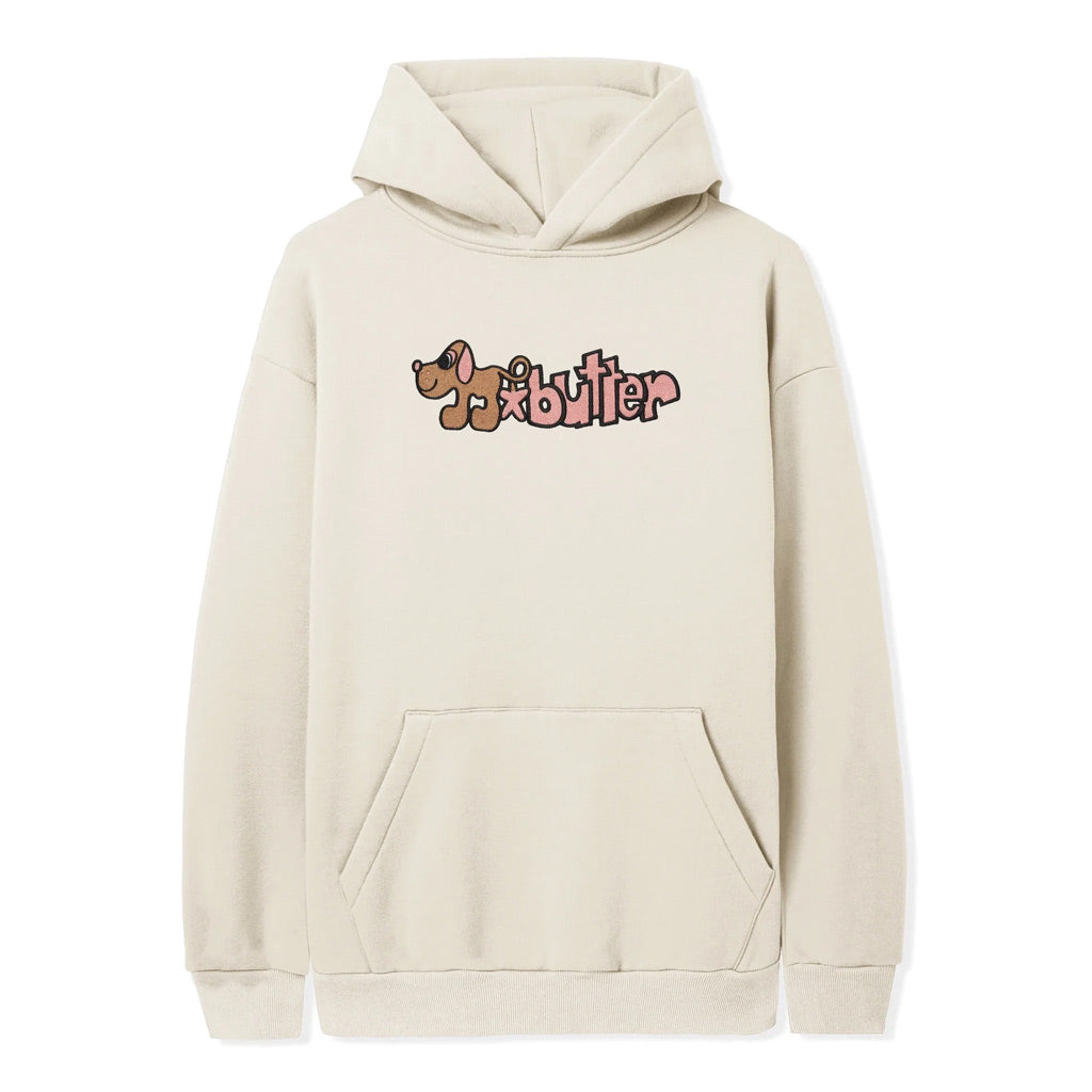 Butter Goods Pooch Pullover Hood - Cream. Cotton / Polyester blend 10oz (330 gsm) fleece. Direct embroidery on front. Shop premium Butter Goods clothing online with Pavement skate store, Dunedin's independent since 2009. Free NZ shipping over $150 - Same day Dunedin delivery - Easy returns.