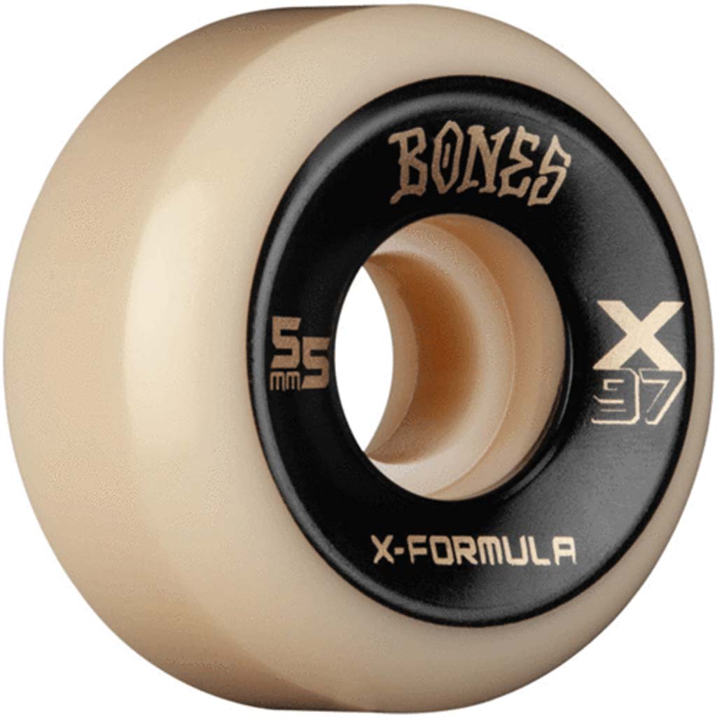 Bones X-Formula - V5 Sidecut Skateboard Wheels. X-Ninety-Seven. 55mm x 32mm. V5 Sidecut X-Formula 97a. Pavement skate store, Ōtepoti.
