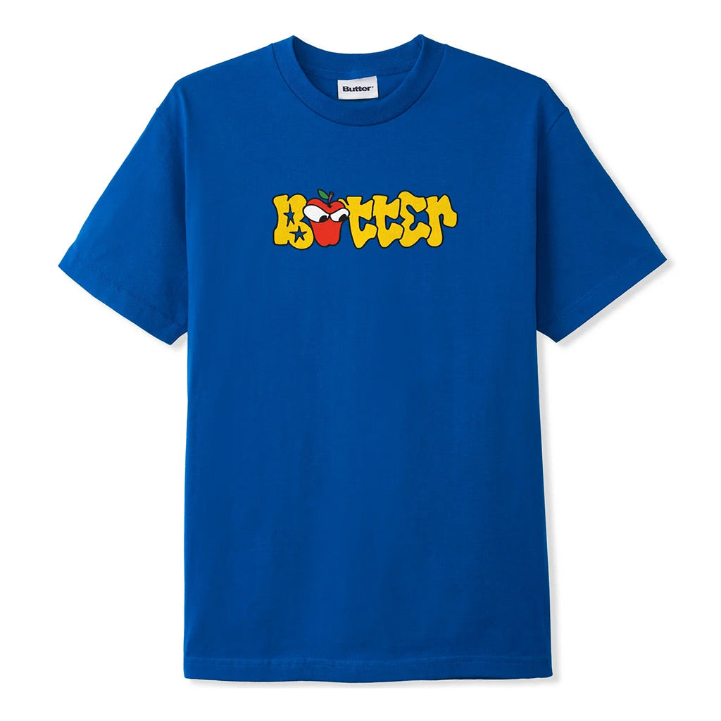 Butter Goods Big Apple Tee - Royal Blue.  6.5oz (220 gsm) 100% Cotton T-shirt. Screen print on front and lower back. Shop premium streetwear Butter Goods online with Pavement, Dunedin's independent skate store. Free NZ shipping over $150 - Same day Dunedin delivery. Easy returns.