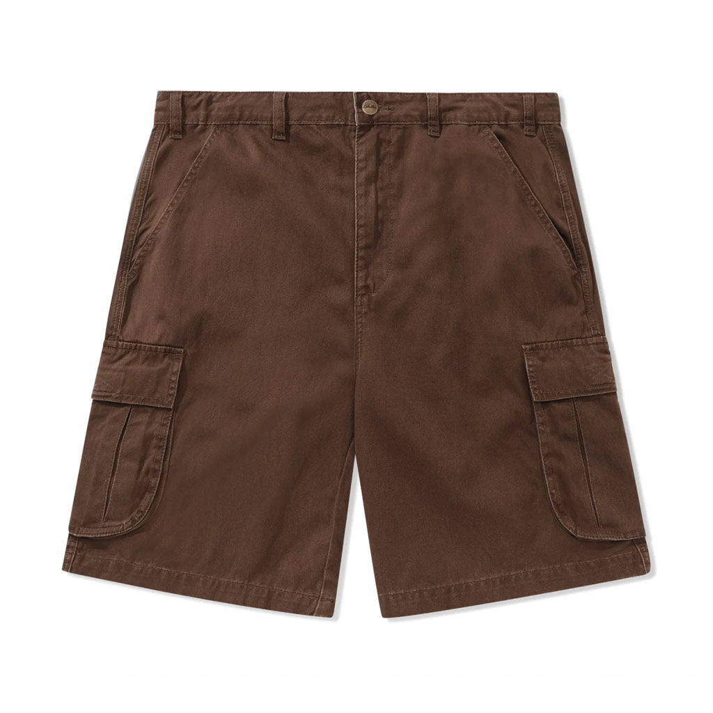 Butter Goods Field Cargo Shorts - Brown. 100% Cotton cargo shorts. Baggy fit / sits on the knee. Distressed washed. 3D Flap cargo pockets on sides. Patch pockets on back with woven label. Free NZ shipping. Same day Dunedin delivery before 3. Shop Butter Goods online with Pavement, Dunedin's independent skate store.