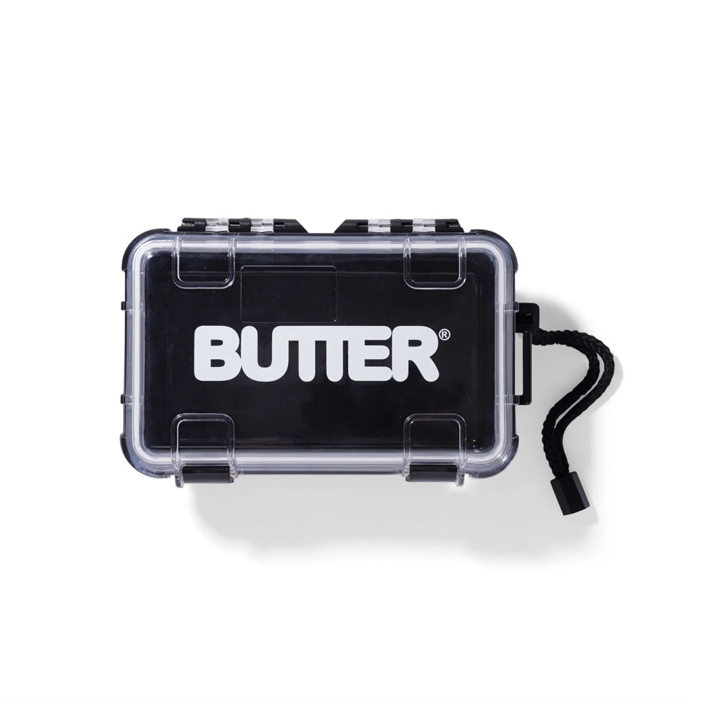 Butter Goods Logo Plastic Case - Black. Water tight plastic container. Shop premium streetwear and accessories from Butter online with Pavement. Fast NZ shipping - No fuss returns - Afterpay and Laybuy. Pavement skate store, Ōtepoti / Dunedin.