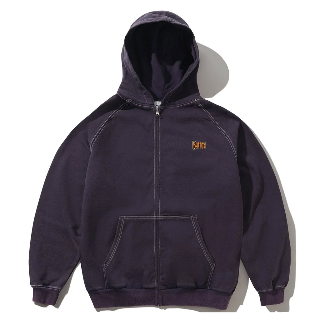 Butter Goods Sketch Zip Thru Hood Eggplant | Shop Butter Goods online with Pavement Skate Store and enjoy free Aotearoa shipping on orders over $100*!