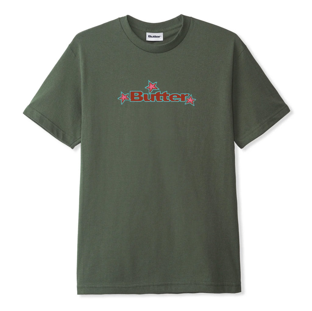Butter Goods Star Logo Tee - Army. 6.5oz (220 gsm) 100% Cotton T-shirt. Screen print on front. Buy new Butter Goods premium denim, tees and fleece with Pavement online. Free, fast NZ shipping over $150.