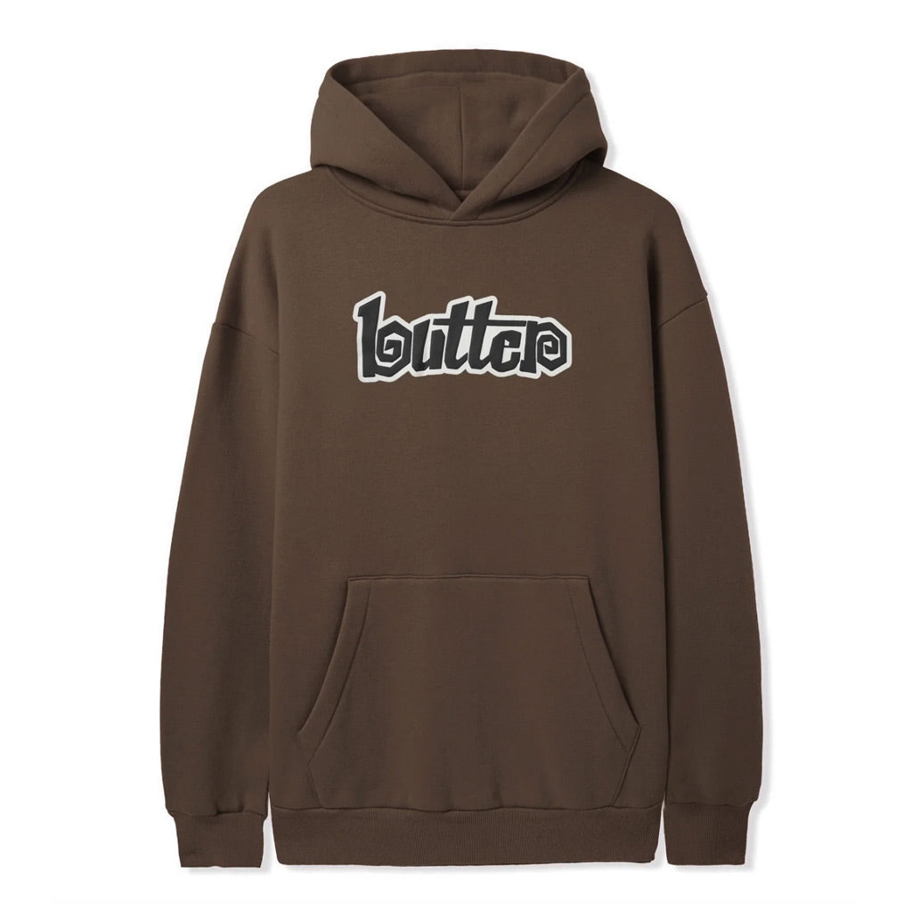 Butter Goods Swirl Pullover Hood - Washed Brown. Cotton / Polyester blend 10oz (330 gsm) fleece. Screen print outline with puff print fill on front. Shop premium streetwear brand Butter Goods clothing and accessories online with Dunedin's independent skate store, PAVEMENT. Free New Zealand shipping over $150.