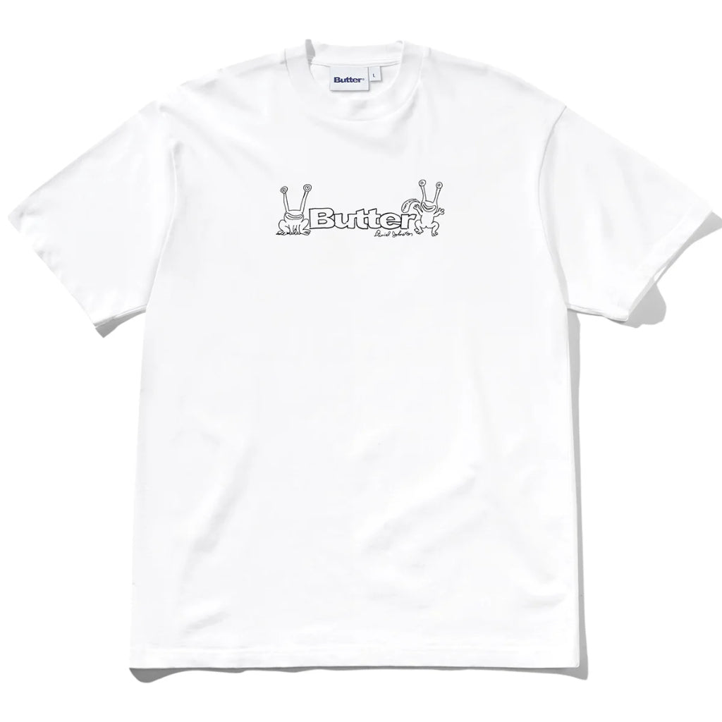 Butter X Daniel Johnston Frog Logo Tee in White | Shop Butter Goods online with Pavement Skate Store with free Aotearoa NZ shipping over $100*! 