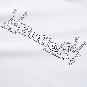 Butter X Daniel Johnston Frog Logo Tee in White | Shop Butter Goods online with Pavement Skate Store with free Aotearoa NZ shipping over $100*! 