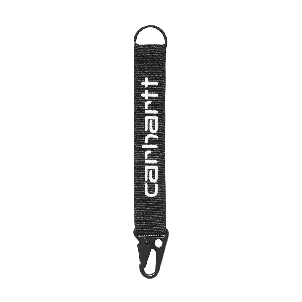 Carhartt WIP Jaden Keyholder - Black/White. Constructed from hardwearing polyester webbing, the Jaden Keyholder features a lobster clasp and key ring, as well as Carhartt WIP Script embroidery on both sides. One size: 8.5 x 2.8 cm. Shop Carhartt WIP accessories online with Pavement store. Free NZ shipping over $150.