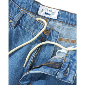 Cash Only Logo Baggy Denim Jeans in Washed Indigo | Shop Cash Only clothing online with Pavement Skate Store with free Aotearoa NZ shipping over $100*