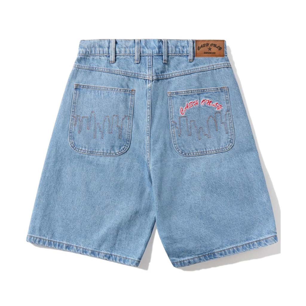 Cash Only Logo Denim Short in Washed Indigo | Shop Cash Only clothing online with Pavement Skate Store with free Aotearoa NZ shipping over $100*