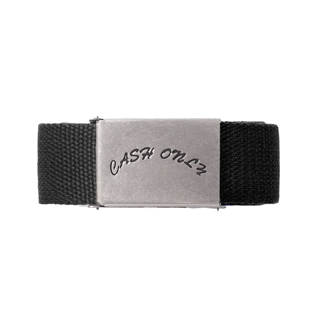 Cash Only Logo Belt - Black. Shop Cash Only online with Pavement Skate Store and receive free Aotearoa NZ shipping over $100*