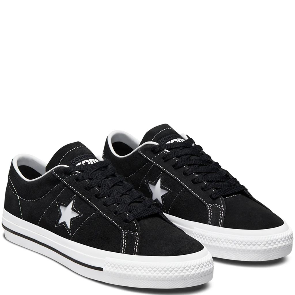 Converse One Star Pro Low Suede - Black/White. Free, fast NZ shipping on all Converse CONS skate shoe orders over $100. Shop CONS online with Pavement, Dunedin's independent skate shop, since 2009.