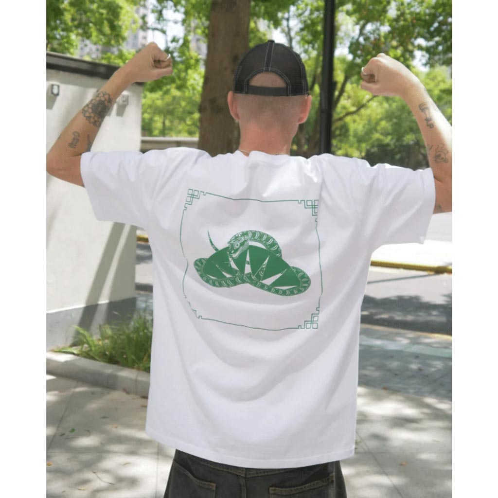 Deco Tour Of The Snake Tee in White | Free Aotearoa NZ shipping on Deco Skatebaords orders with Pavement Skate Store over $100*!
