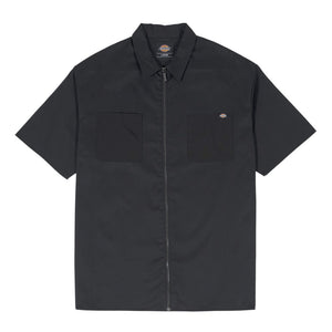 Dickies 1574 S/S Zip Through Work Shirt - Black. Woven label. Chest pockets. Full zip. Dropped shoulders. 65% polyester / 35% cotton. Shop Dickies shirts, jorts, baggy jeans and tees with Pavement online. Free, fast NZ shipping over $150. 