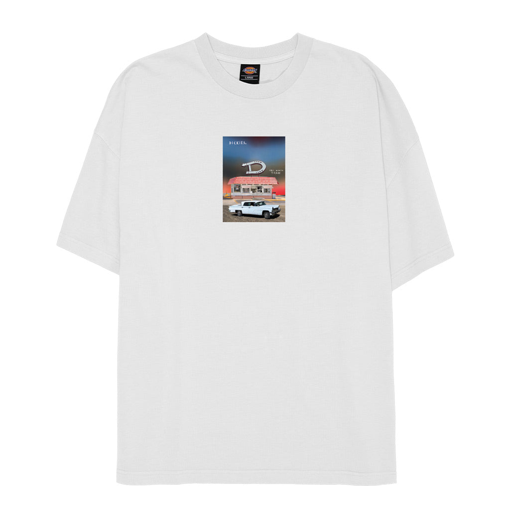 Dickies Diner 330 Classic Fit Tee - White. Men's Dickies box fit oversized tee featuring a digital print of the Diner artwork. Product Code: DM323-SS09. Shop Dickies clothing, headwear and accessories with Pavement skate store online. Free, fast Aotearoa shipping over $150.