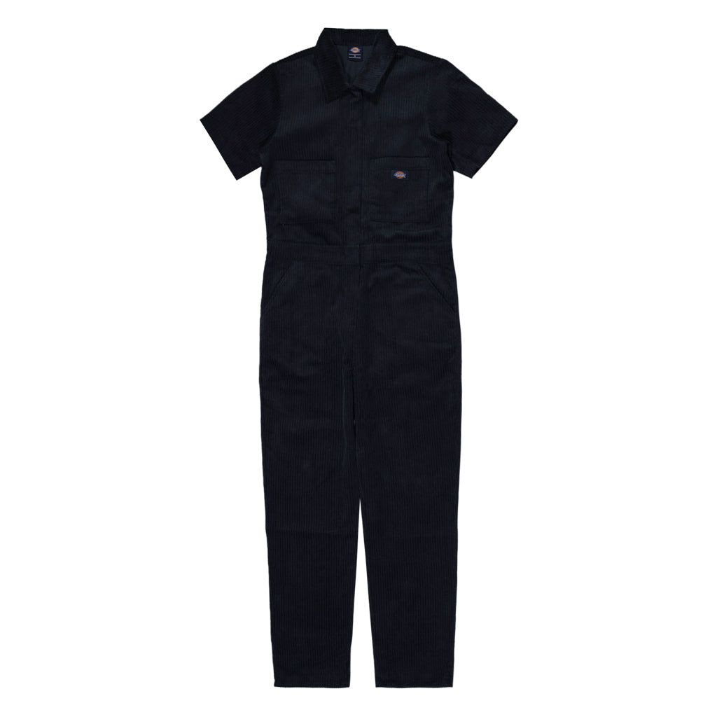 Dickies Smithville S/S Coverall - Graphite. 10oz 100% Cotton Corduroy  Women's Dickies Smithville denim short sleeve coverall featuring woven labels. Shop Dickies women's overalls and denim online with Pavement. Free NZ shipping over $150 - Same day Dunedin delivery - Easy returns.
