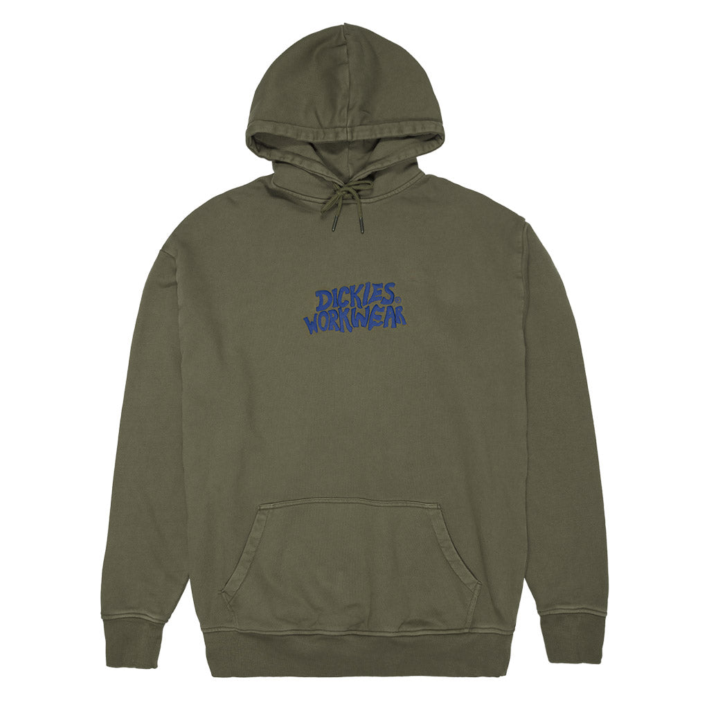 Dickies Work Box Fit Pullover Hoody - Dark Khaki. Dickies Heavyweight Fleece: 400gsm 100% Cotton. Brushed Fleece. Puffed ink graphics. Product Code: DM124-HO06. Shop Dickies hoodies online with Pavement skate store. Free NZ shipping over $150 - Same day Dunedin delivery - Easy returns.