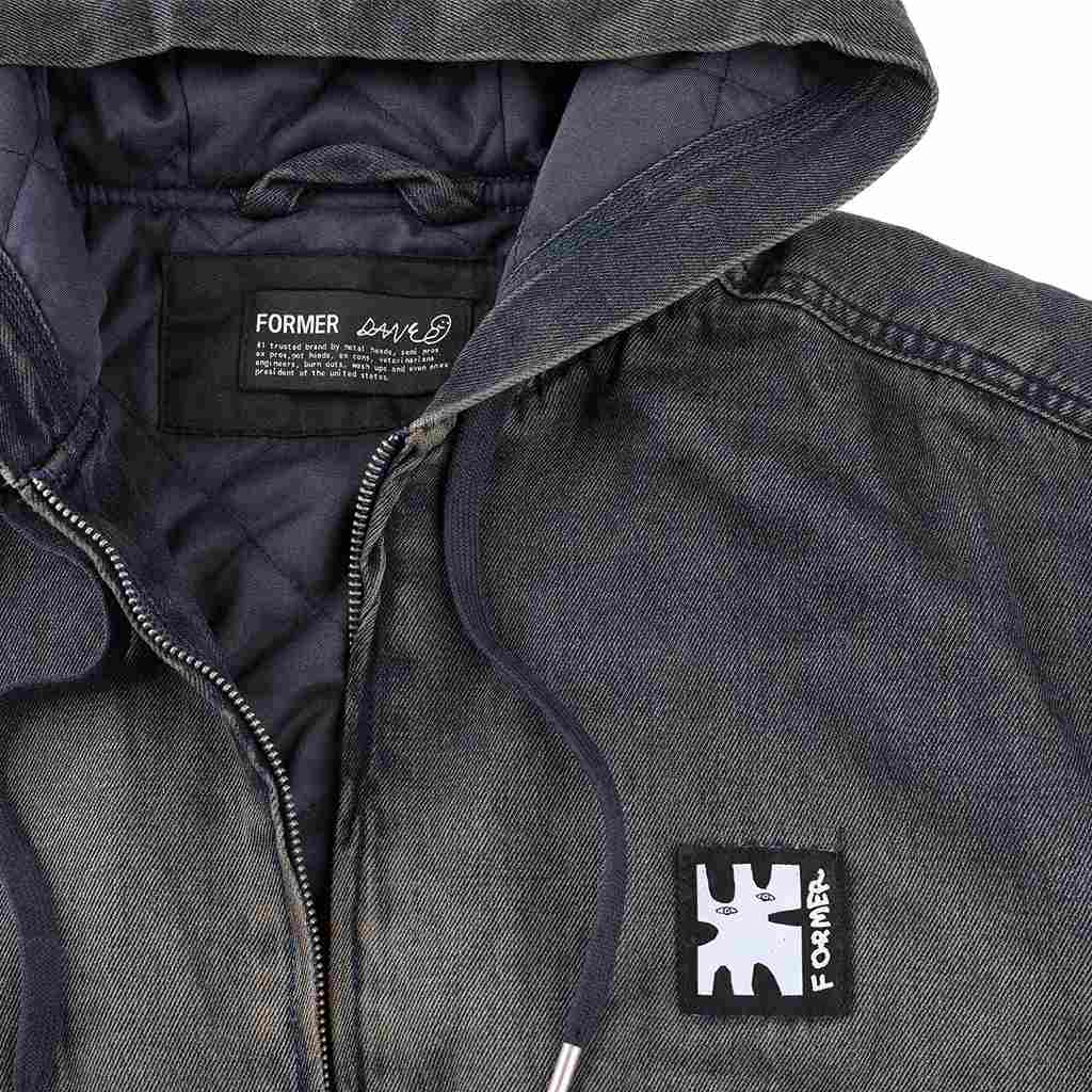 Former Enigma Hooded Denim Jacket in Dark Blue | Shop Former clothing online with Pavement Skate Store and enjoy free Aotearoa NZ shipping on orders over $100*!