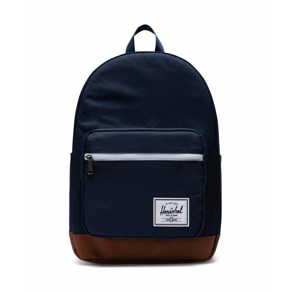 Herschel Pop Quiz Hip Pack - Navy/Tan. 25L 44cm (H) x 31cm (W) x 17cm (D). EcoSystem™ 600D Fabric made from 100% recycled post-consumer water bottles. Shop Herschel premium backpacks, wallets and hip bags with Pavement online. Fast NZ shipping. Easy, no fuss returns. 