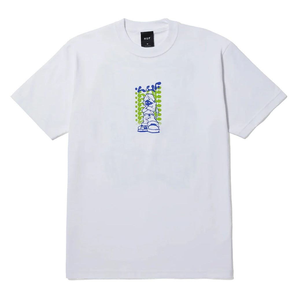 Huf Hell Razor Tee - White. 100% Cotton short sleeve tee. Printed artwork at front. HUF woven label at interior neck. Shop HUF Worldwide clothing, skateboards and accessories online with Pavement skate store, Dunedin's independent since 2009. Free NZ shipping over $150 - Same day Dunedin delivery - Easy returns.