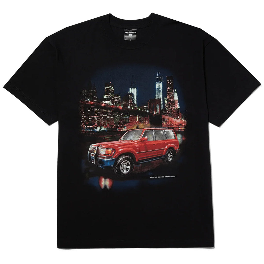 Huf X Toyota Big Poppa J8 Tee - Black. Official Toyota collaboration. 100% cotton short sleeve tee. Printed artwork at front and back. HUF x Land Cruiser interior neck label. Shop Huf Worldwide clothing and accessories online with Ōtepoti's independent skate store, PAVEMENT. Free Aotearoa NZ shipping over $150.