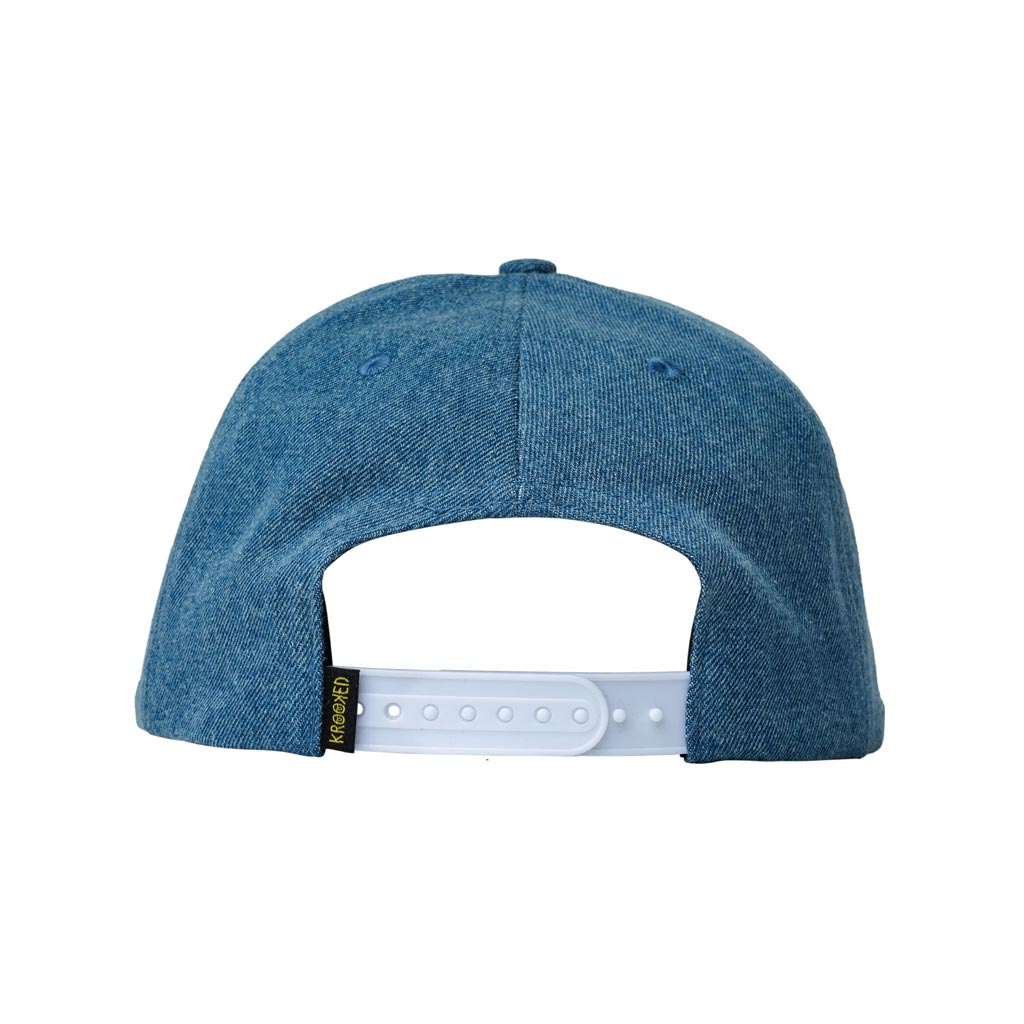 Krooked Eyes Snapback - Washed Denim/Yellow | Shop Krooked Skateboards online with Pavement Skate Store with free Aotearoa NZ shipping over $100*!