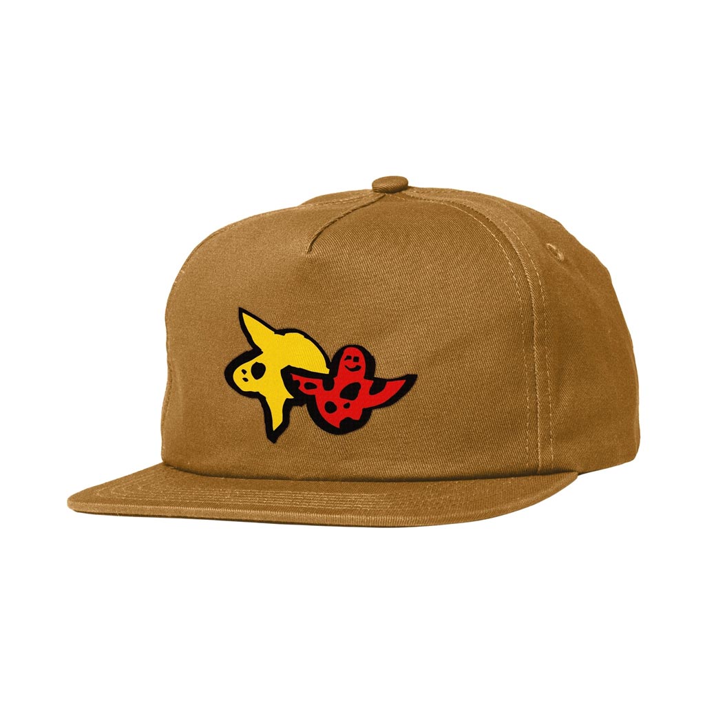 Krooked Lady Bug Snapback - Brown. 5 panel snapback hat with multicolour embroidery. Adjustable snapback.