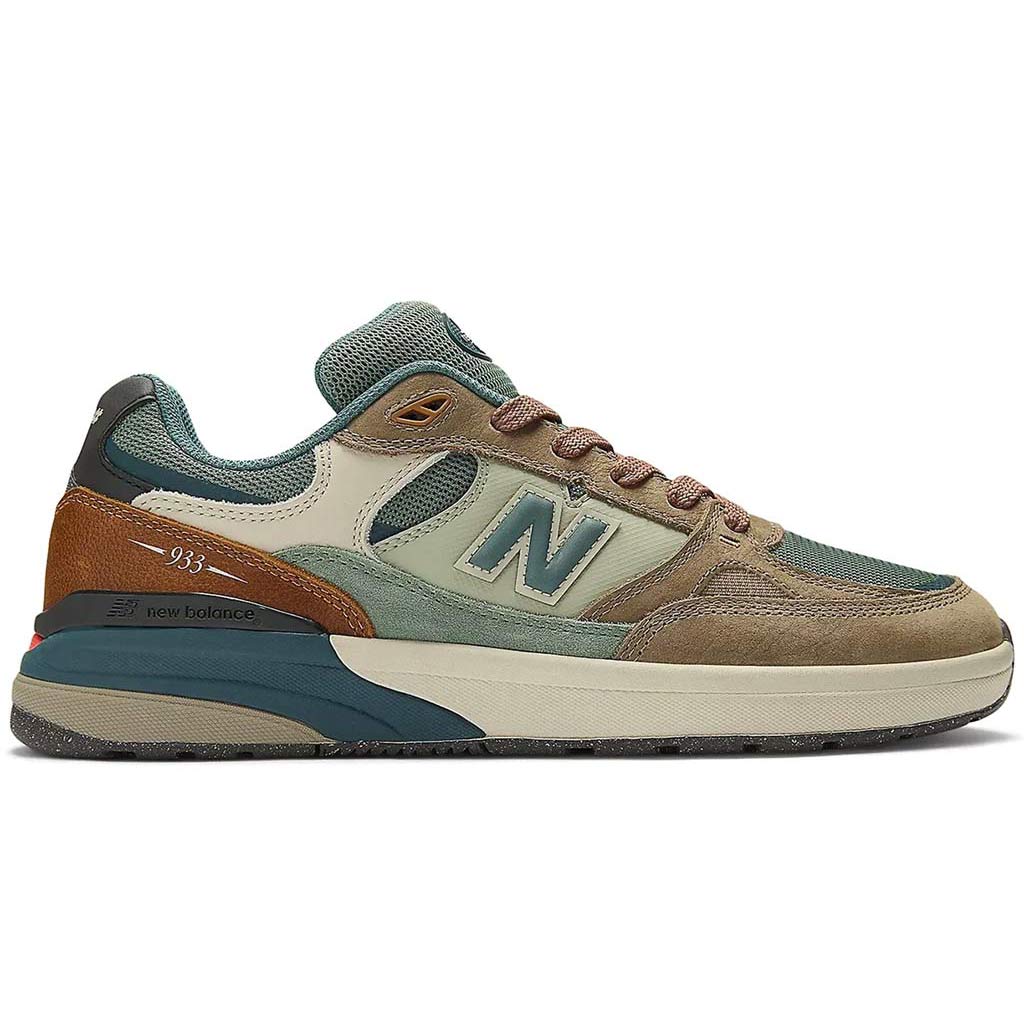 NB Numeric Andrew Reynolds 933 - Mushroom/New Spruce - NM933NAP | Free Aotearoa shipping when you buy New Balance Numeric online with Pavement Skate Store.