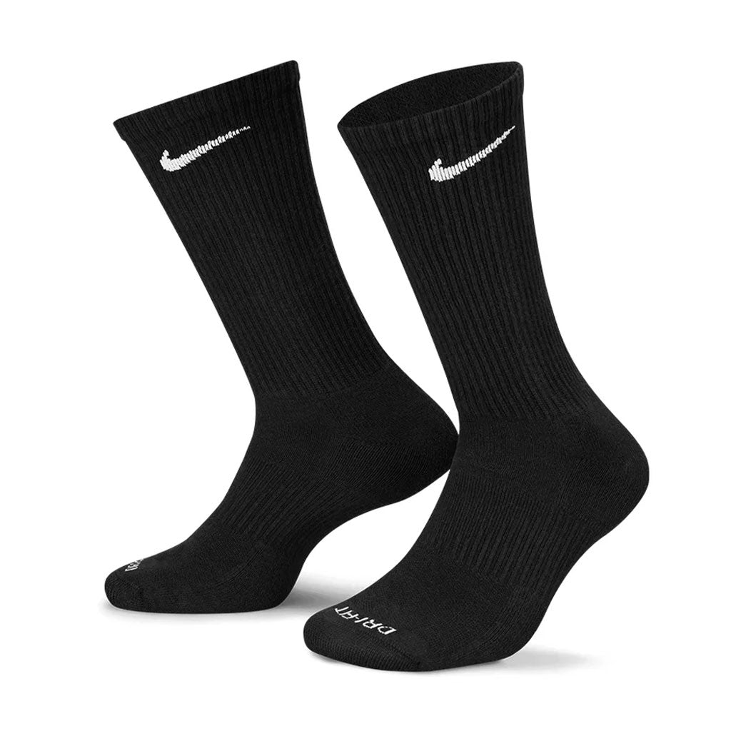 Nike Everyday Plus Cushioned Crew Sock 6 Pack. Sweat-wicking power and breathability up top help keep your feet dry and cool to help push you through that extra set. Fabric: 61-67% cotton/30-36% polyester/2% spandex/1% nylon. SX6897-010. Shop Nike SB with Pavement skate store online.